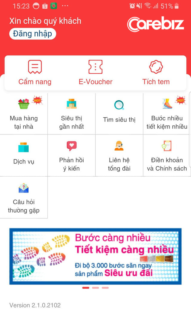 Đại gia bán lẻ Top đầu Việt Nam ra app, đếm bước chân khách quy đổi voucher giảm giá Đại gia bán lẻ Top đầu Việt Nam ra app, đếm bước chân khách quy đổi voucher giảm giá