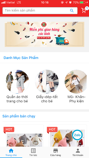 dự án tạo app bán hàng online dung bibi