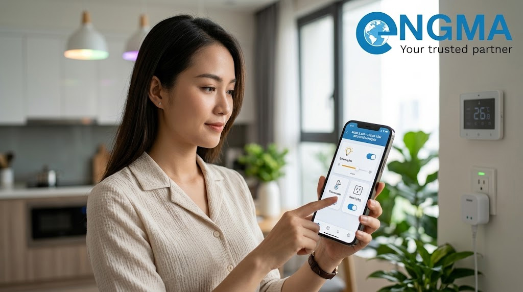 Sự phối hợp nhịp nhàng giữa App điều khiển và hạ tầng IoT